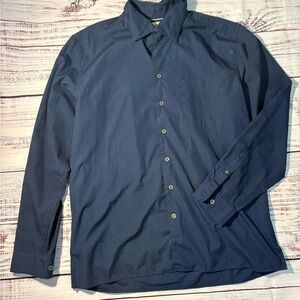 Men's The Territory Ahead Navy Blue Button-Up Dress Shirt Single Breast Pocket